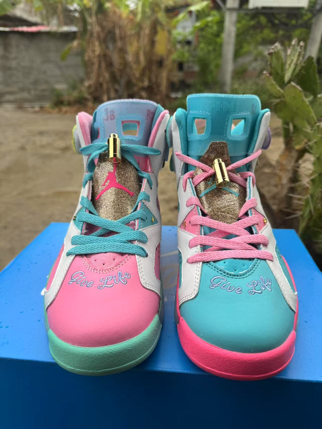 Air Jordan 6 Retro Blue‑Pink
