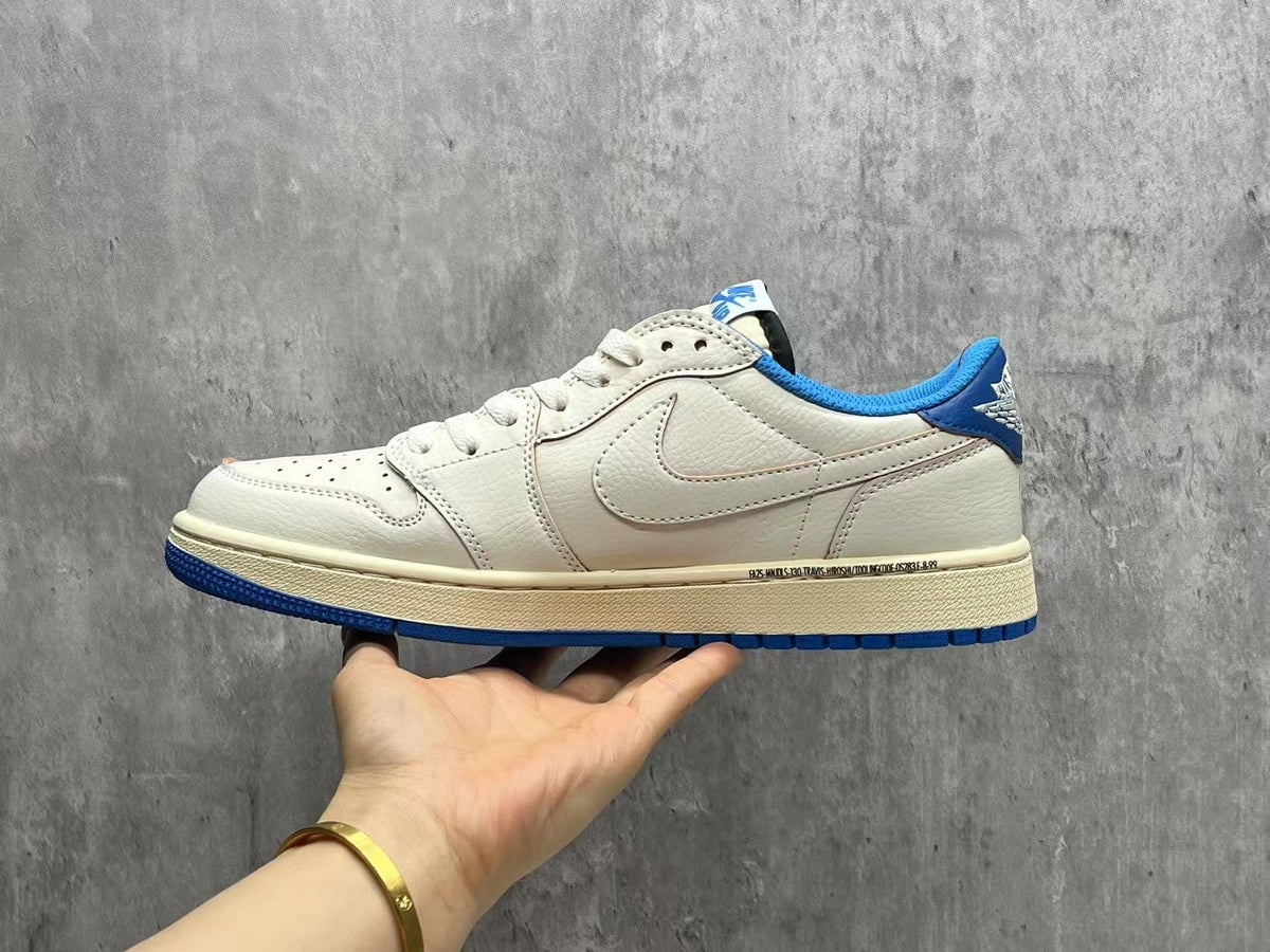 Fragment Design x Travis Scott x Air Jordan 1 Low OG SP 'Sail Military Blue'